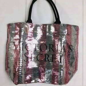 Victoria's Secret sequin tote travel bag.